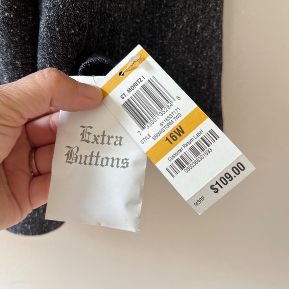 Style n Co Sz 16W Gray Stretch Collared Button Front Blazer Jacket Lined - Picture 4 of 9